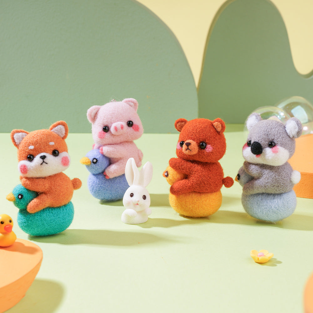 Rabbit Needle Felting Kit. Wizardi DIY Wool Craft Kit F07N8-W283-1