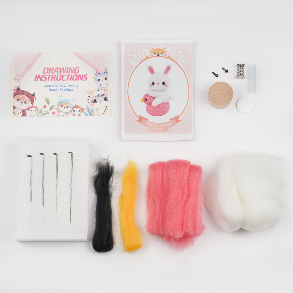 Rabbit Needle Felting Kit. Wizardi DIY Wool Craft Kit F07N8-W283-2